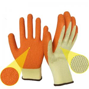 China 10Gauge 5Yarn(21S) Cotton Liner Latex Crinkle Palm Coated Work Gloves on sale