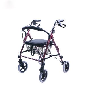 Four Wheel Medical Rehabilitation Equipment Aluminum Folding Rollator Walker