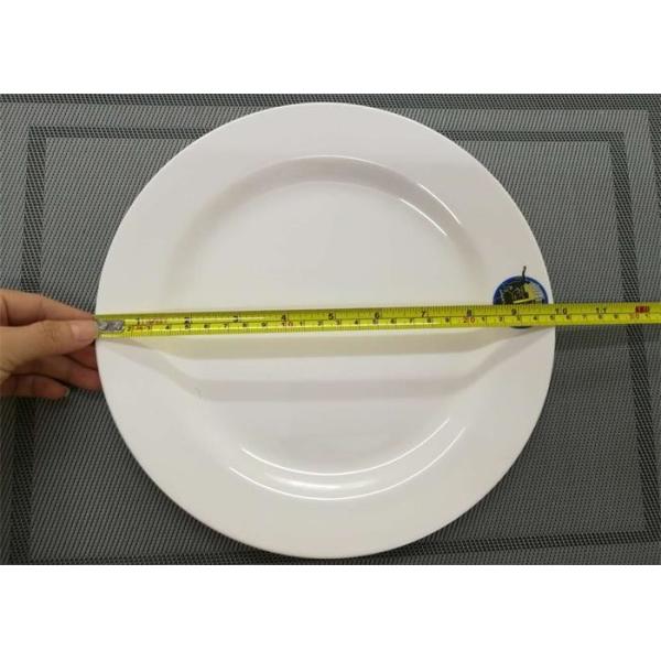 White Porcelain Dinnerware Sets Wide Rim Round Plate Diameter 25cm Weight 150g