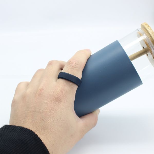 8mm Beveled Edges Mens' Rubber Wedding Engagement Bands for Crossfit Workout Shape pattern Geometric