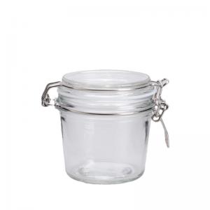 China Custom 350ML Wide Mouth Glass Storage Jars With Airtight Lids on sale