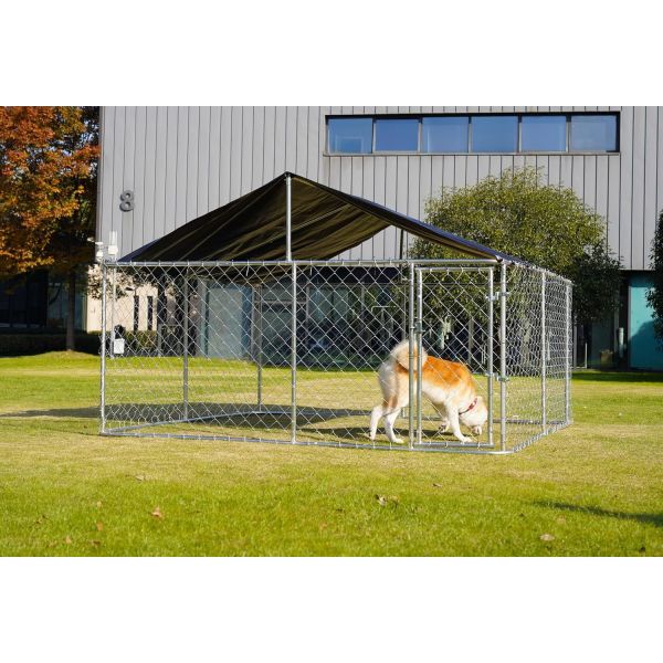 Outdoor Heavy Kennel High Strength Stainless Steel Black Large Dog Cage 10' X 5' Heavy Duty Welded Mesh Modular Outdoor Dog Kennel Heat Treated 3D