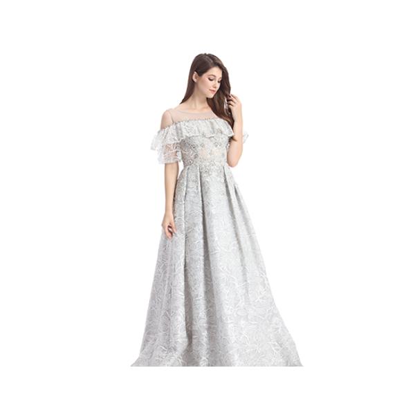 Floor Length Long Sleeve Muslim Lace Prom Dress / Party Dresses For Women