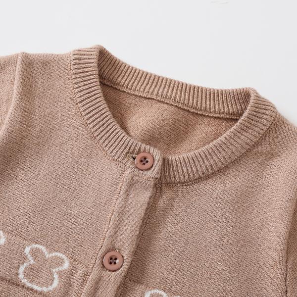 Autumn winter print long-sleeved button baby bodysuit cute bear warm knitted sweater baby bodysuit romper