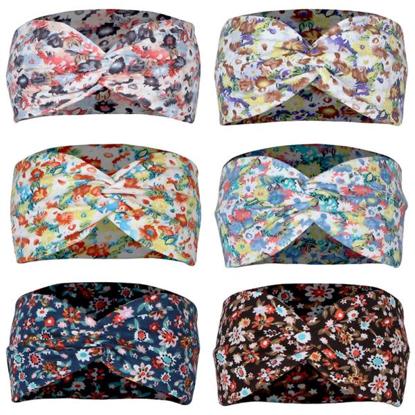 100% cotton Women Head Scarves Floral Elastic Headband for Running