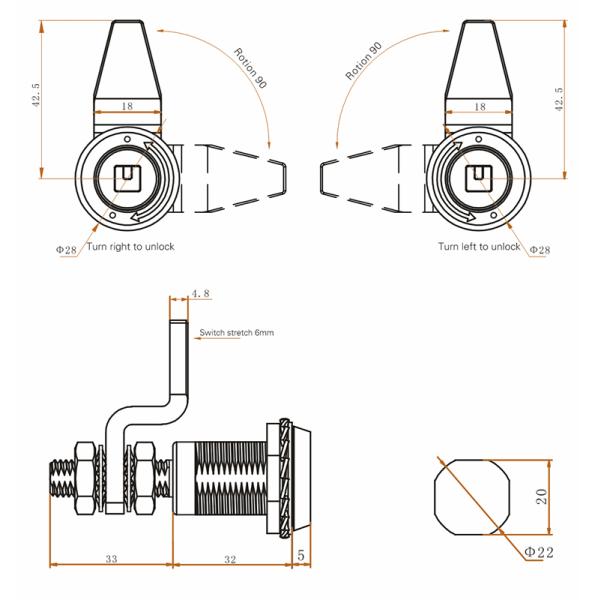 Transport Road Stainless Steel High-speed Train Cabinet Cam Lock