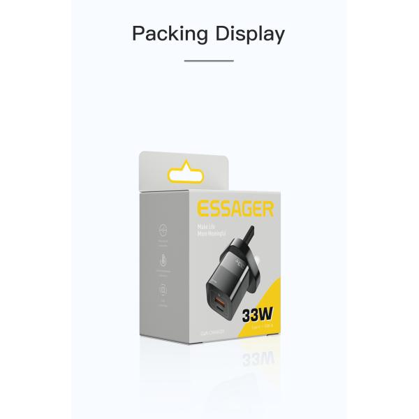 Essager UK Plug Pd Wall Quick Charging Charger 33W USB Type C Ports