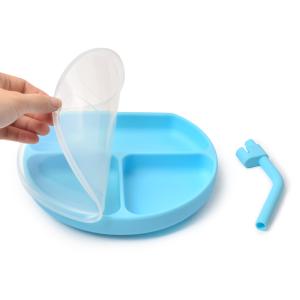 Cheap Sky Blue Silicone Plate Microwave Childrens Silicone Plates BPA Free wholesale