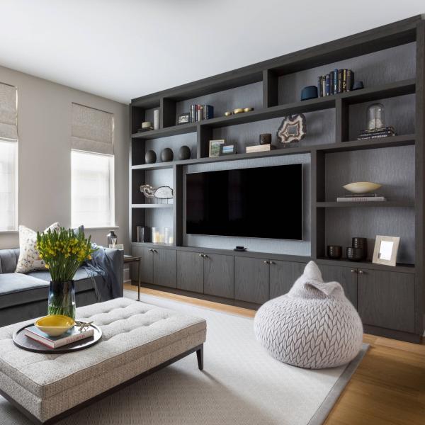 Modern White Dark Grey Wall Mounted TV Cabinet Melamine TV Unit Bench Wood Grain