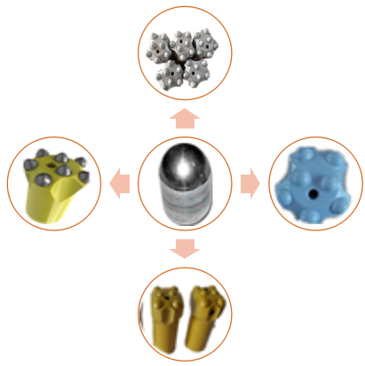 Customized Mining Drilling Tools , Tungsten Carbide Buttons Rock Drilling
