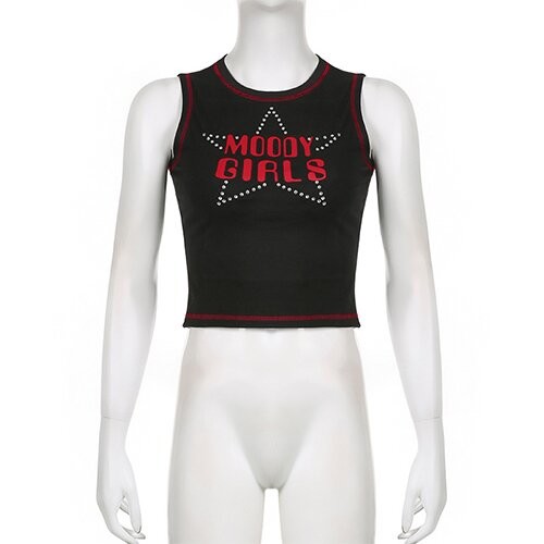 OEM Hot Girls Street Dark Wind Top Summer Five Pointed Star Letter Printing