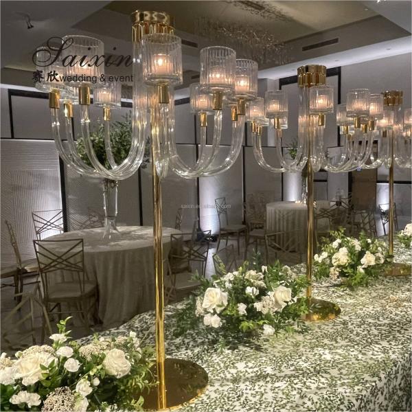 Tall Aisle Wedding Flower Stand Decorative Gold Metal Flower Holder