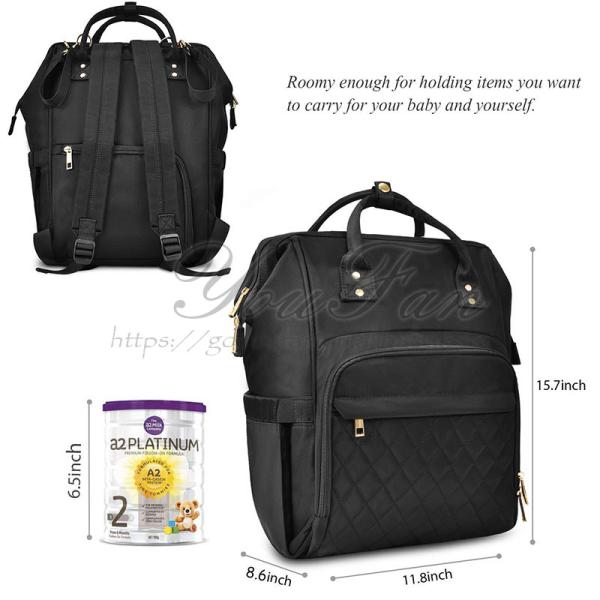 Waterproof Travel Bag Baby Backpack Large Diaper Bag Black