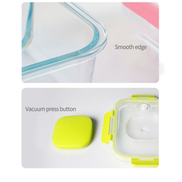 IKOO High Borosilicate Glass Airtight BPA-Free Vacuum Glass Storage Container for Fresh Food Preservation