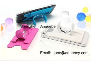 China Silicone mobile phone pouch, silicone credit card holder with Phone stand on sale