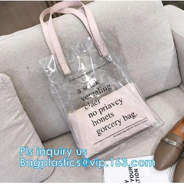 Reusable PVC Soft Loop Handle Bags, long handle clear pvc bedding yellow pvc blanket bag, transparent PVC handle plastic