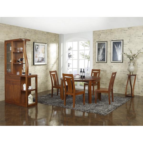 Nanmu solid wood Dining room furniture 1.35m flexible Round table and Chairs Tall wine cabinet with buffet