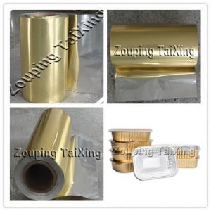 China 8011 golden coated  aluminium foil with pp film  for food contaier and lids on sale