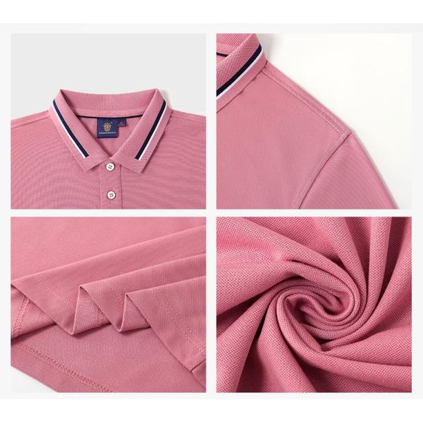 Quick Drying Embroidered Polyester Polo Shirts Textured Lapel Short Sleeve