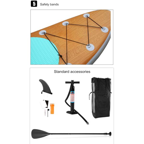 Wood Grain Sup Board Surfboard Adult Stand-Up Surfboard Water Ski Water Board Inflatable Paddle Board