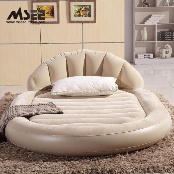 Low Round Inflatable Air Mattress King Size Flocked PVC Material 13 . 6KG G . W .