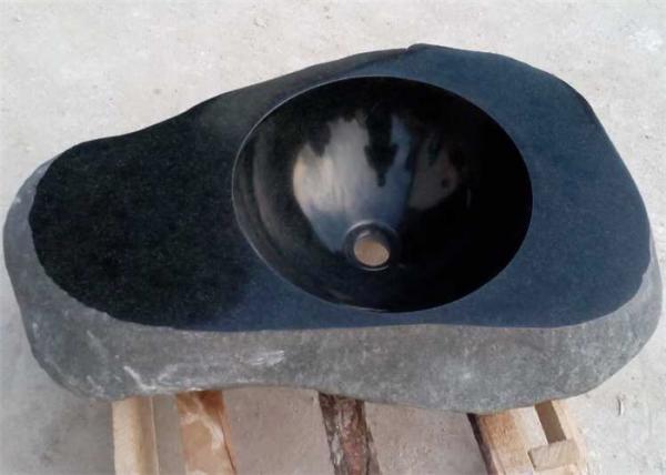 Quality Irregular Basin Black Granite Stone Sink Bowl For Washing Hands for sale