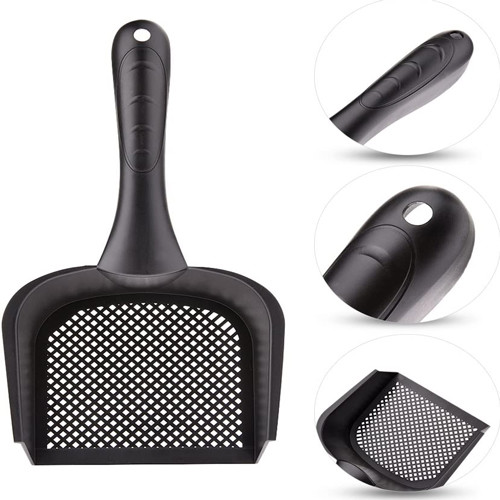 Black Plastic Small Holes Fine Litter Scooper Shovel For Cat Dog