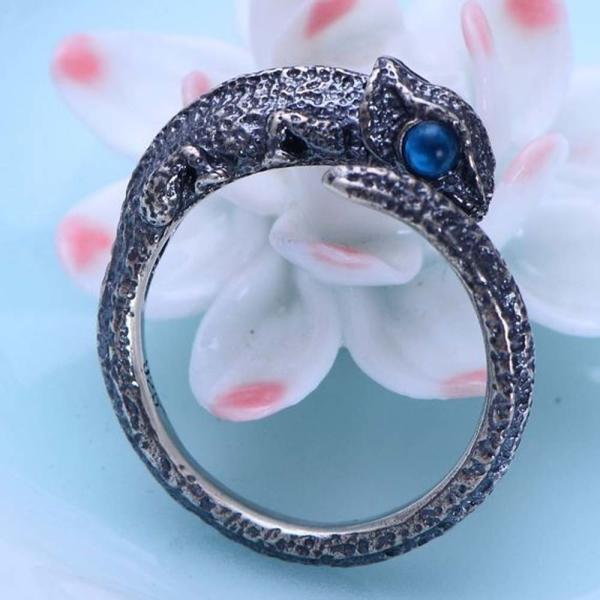 Womens and Mens Chameleon Retro Sterling Silver Ring(XH056032WBLUE)
