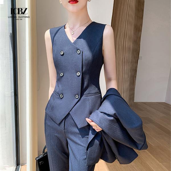 Sexy Women Formal Suit Trousers 3 Pcs Black Office Lady Suit Formal Suppliers Breathable