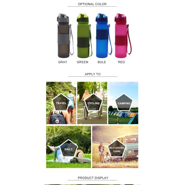 Private Label 500ML Collapsible Silicone Water Bottle