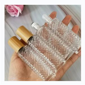 Cheap Essential Oil Glass Roll On Bottle Square Vials With Bamboo Cap wholesale