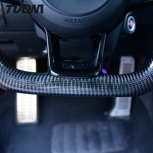 Genuine Leather Steering Wheel Car Carbon Fiber For Volkswagen