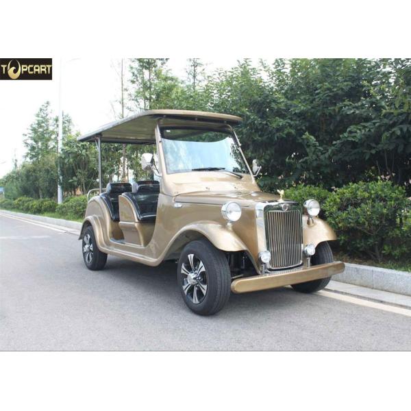 4 Seater Battery Powered Classic Car Golf Carts Champagne Color , 80-100 Km Driving Mileage