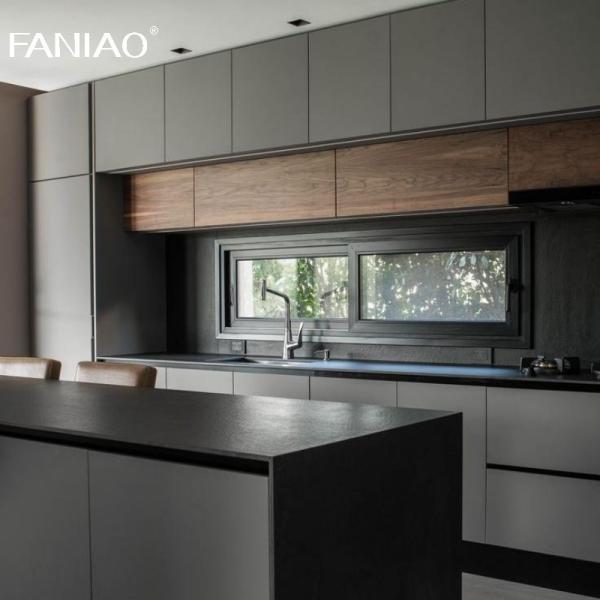 Custom Villa Kitchen Cabinet Modern Grey Industrial Design Kitchen Cabinet With Island