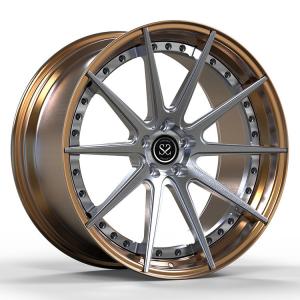 China Bronze Polished Lip 2 Piece Forged Wheels Brushed Gun Metal Spokes Discs For Audi S6 Custom Car on sale