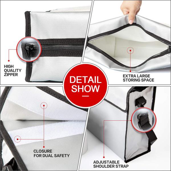 Extra Large Fireproof Bag , Fire Resistant Document Pouch 15x12x5 Inch