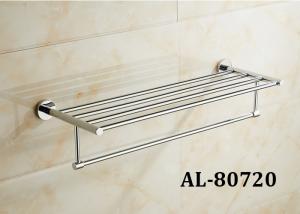 Cheap Brass Sanitary Pretty Bathroom Accessories , Elegant Bathroom Sets Glass Shelf Towel Rack wholesale