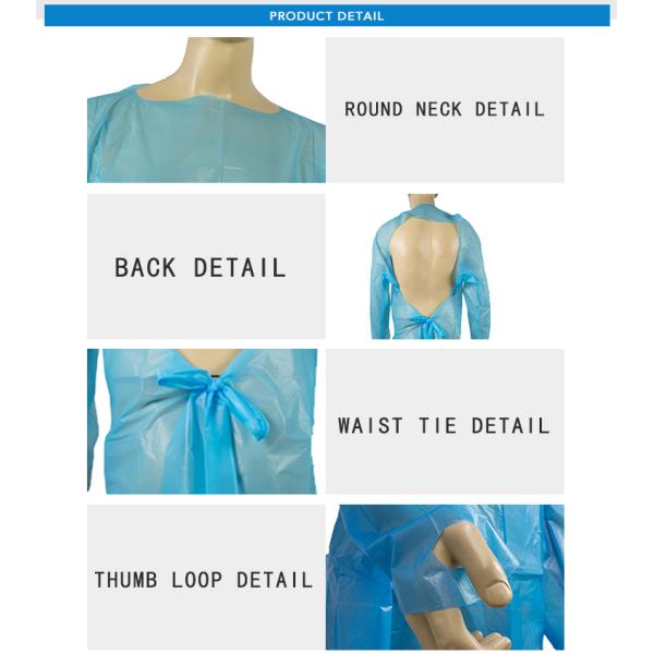 Convenient Disposable Isolation Gown , Medical Protective Coverall With Elastic Cuff