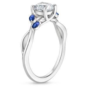 China Marquise Cut Blue Moissanite Wedding Ring 18K White Gold With Lab Grown Diamond on sale