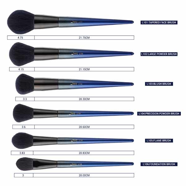 portable No fading Blue Handle Makeup Brushes Faux Squirrel Hair