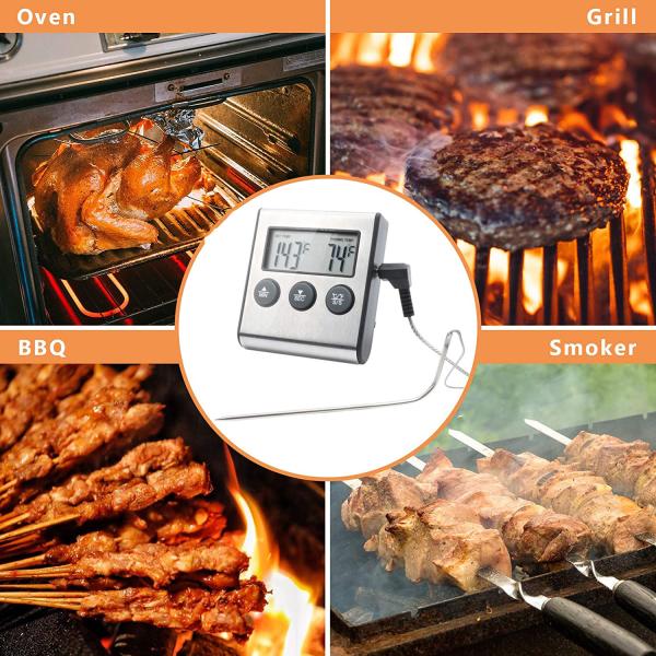 Instant Read Digital Meat BBQ Cooking Thermometer With Stainless Steel Probe
