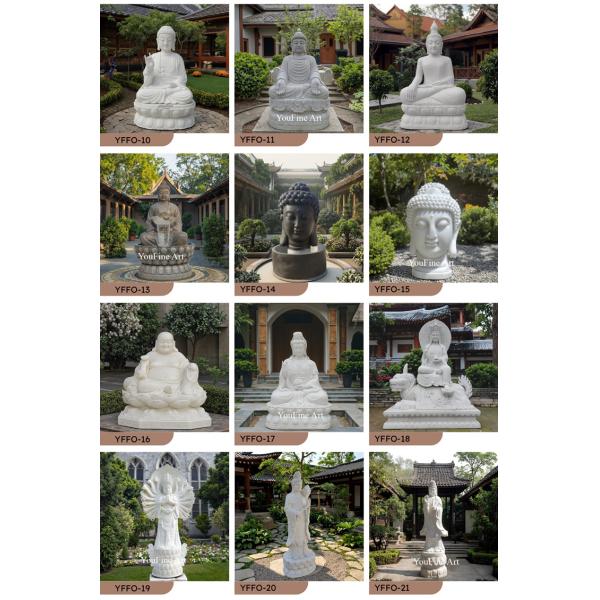 Outdoor Natural Stone White Life Size Buddha Marble Statue for Sale