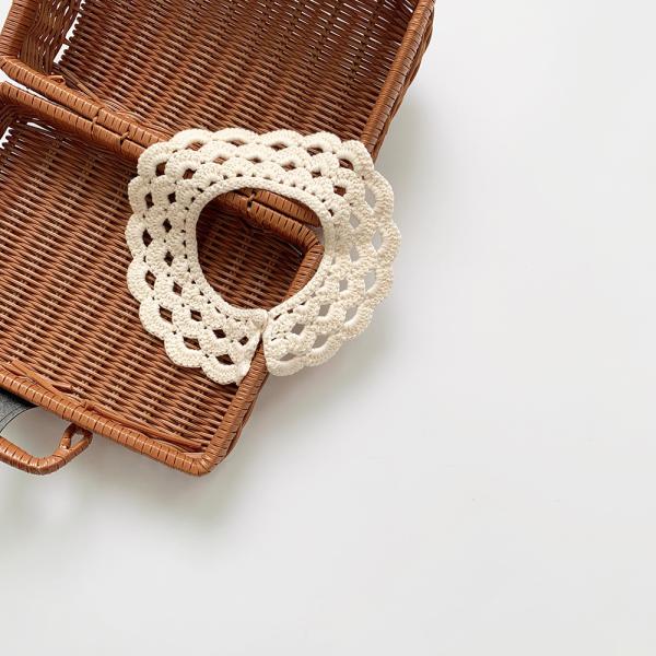 Y-Z New Design Solid Color Baby Girl Crochet Neck Collar Lotus Leaf Lace Embroidered 100% Cotton