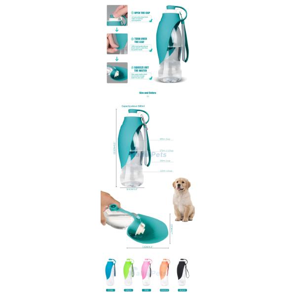 20Oz Portable Pet Water Dispenser Container And Feeder Bowl For Dogs