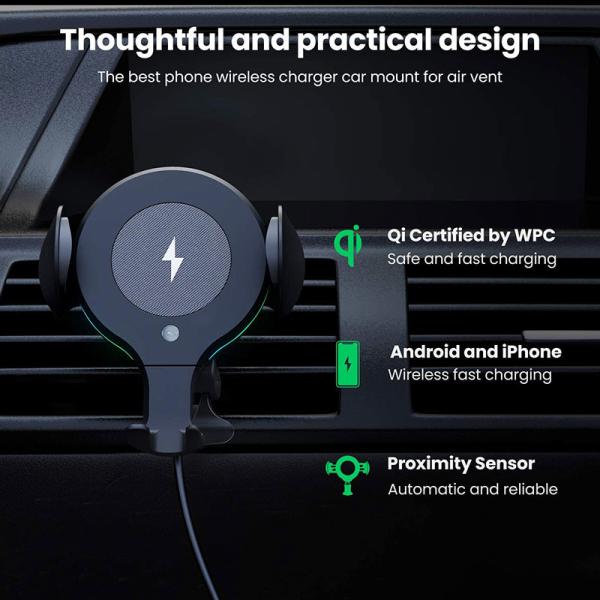 Smart Sensor 110 KHZ Car Mount Wireless Charger For Iphone 12 Pro Max
