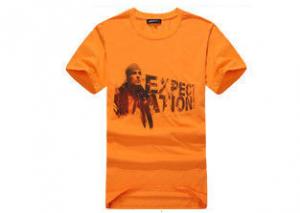 Cheap Cool Printed Mens T-shirt Designs Orange  / Female Crew Neck Tee Shirts wholesale