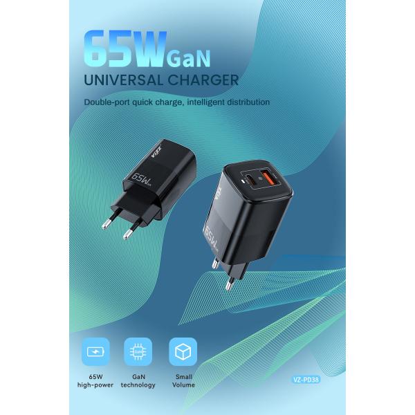 Super Fast 65w GaN Charger Type C Dual Port QC3. 0 Quick Charging