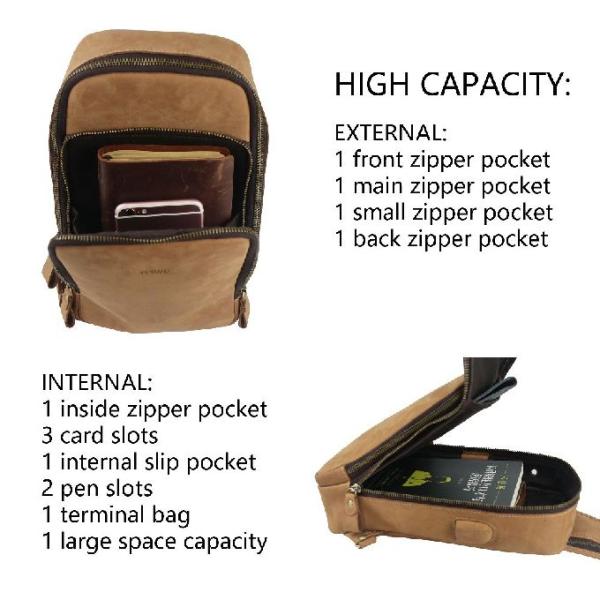 Multipurpose Genuine Leather Crossbody Sports Bag With USB Charging Port