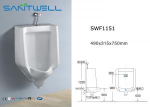 China Water tank Wall Hung Ceramic Urinal With Flushing System 490*315*750 mm on sale