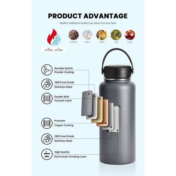 Bpa Free Sports Flask Water Bottles Travel Stainless Steel Insulated Water Bottles